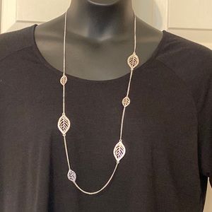 Silver necklace with leaf design